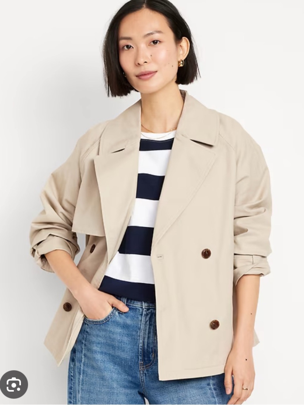 Old Navy Cropped Beige Trench Coat Size XL